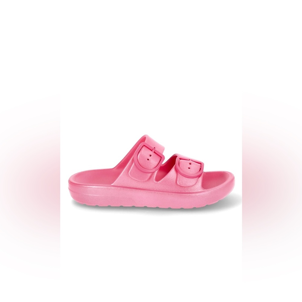 Wonder Nation Bright Pink Kids Slide Sandals Eva Footbed Size 4-5 ($) 5901